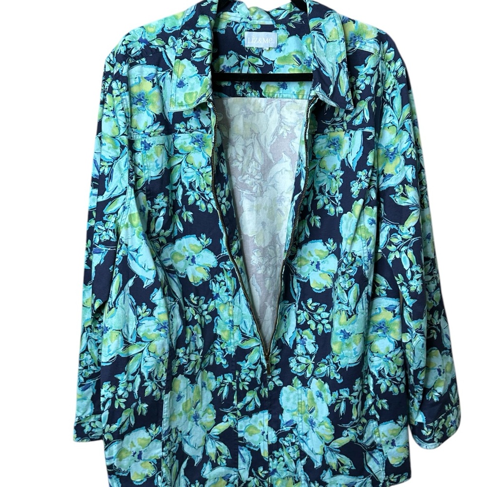 Liz & Me Floral Full zip Jacket in Blue and Green - Picture 6 of 8